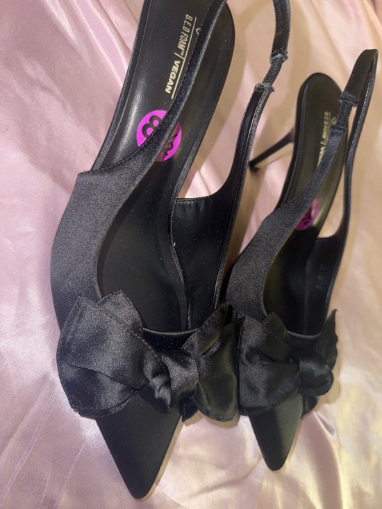 NWT Call It Spring Black Bow Coquette Pointed-Toe Slingback Heels - Picture 5 of 6